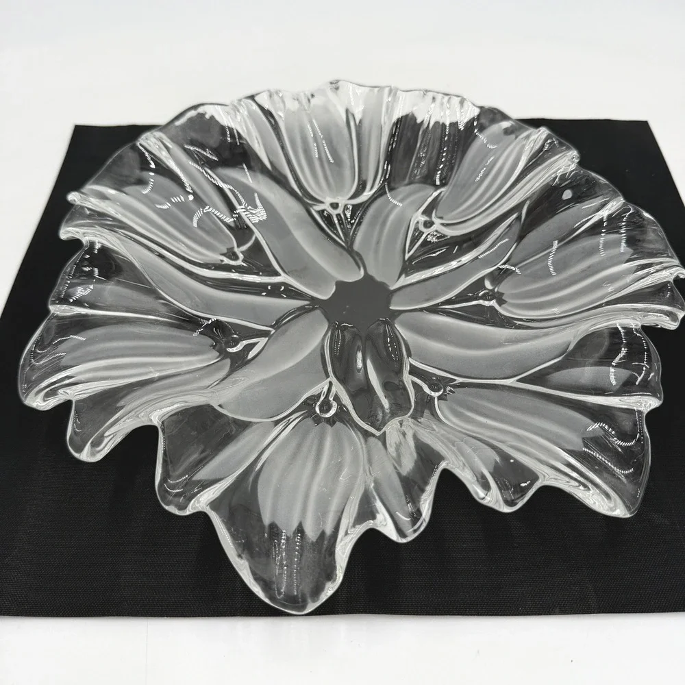 Mikasa Tulip Crystal Serving Bowl & Platter Set Clear Frosted Glass‎ Excellent